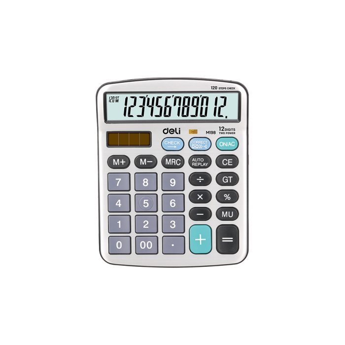 DELI ΑΡΙΘ/ΝΗ 12Ψ ΜΠΑΤ./ΗΛ. 120 ΒΗΜ. ΜΕΤ. 15.3x12x2.98cm CORE EM19810 ΑΣΗΜΙ - Image 1