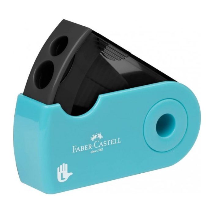 Ξύστρα Βαρελάκι Faber Castell Sleeve Δίπλη Γαλάζια για αριστερόχειρες - Image 1